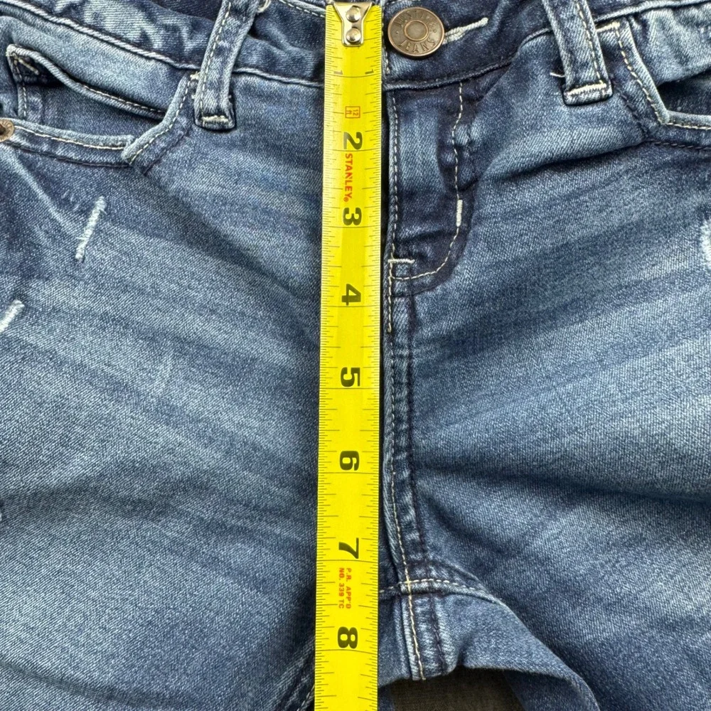 Justice Girls Super Skinny‎ Jeans Mid Rise Medium Wash Distressed Denim Size 10